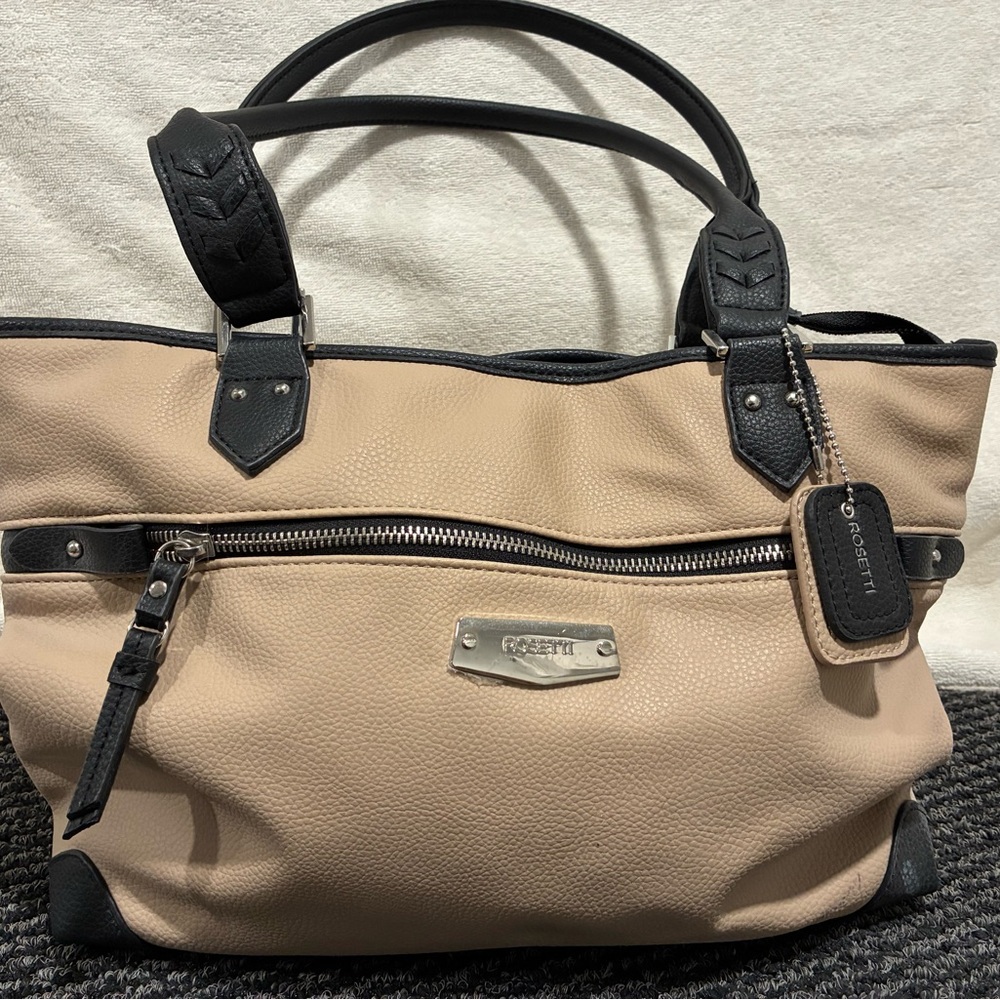 Rosetti Beige and Black Tote Bag